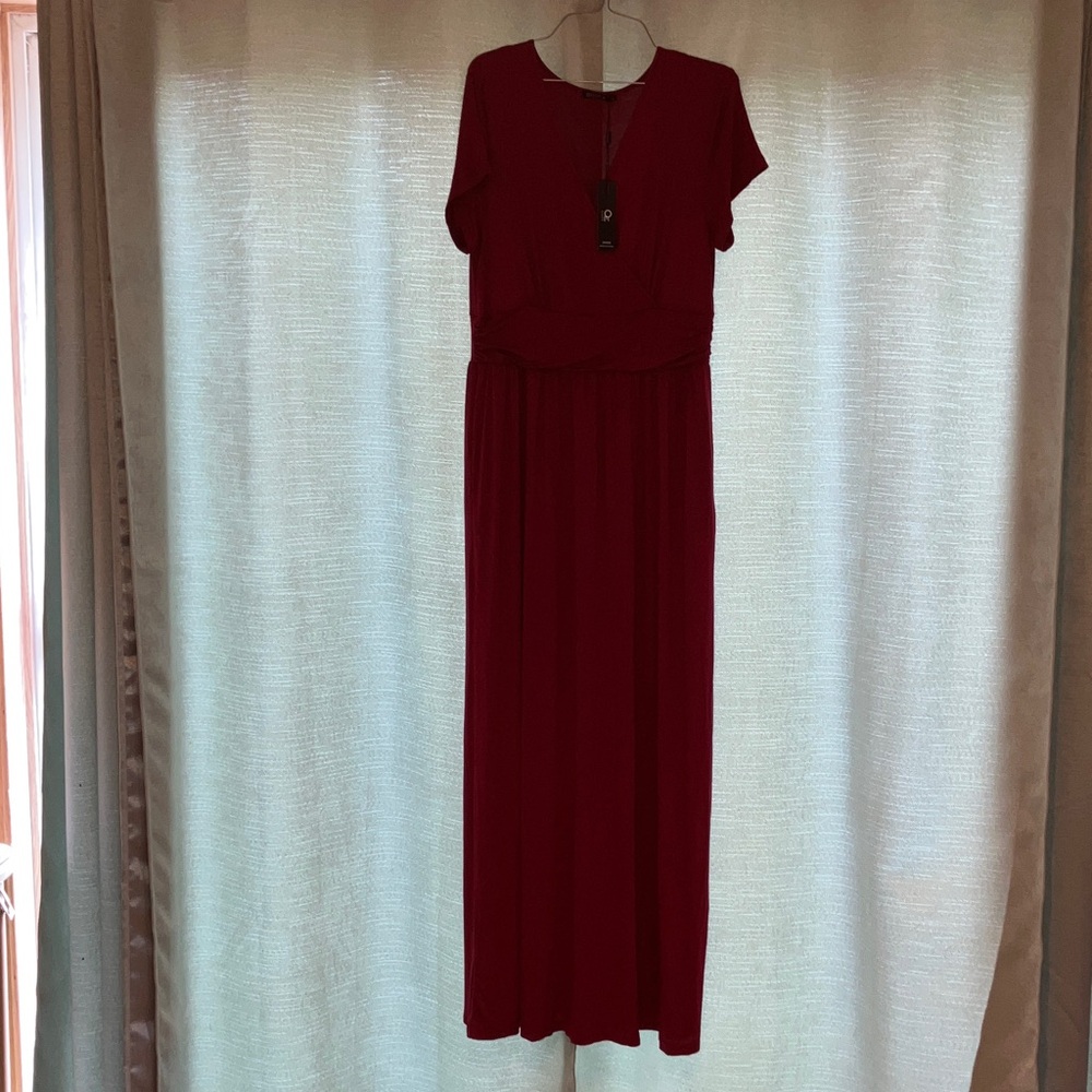 Chic Burgundy Short Sleeve Maxi Dress‎ XL - Picture 4 of 11